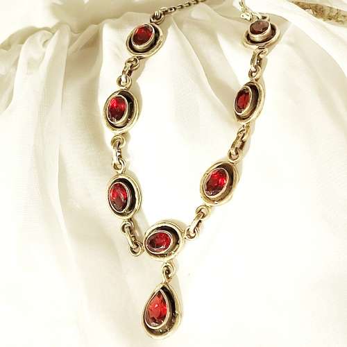ANTIQUE STERLING GARNET NECKLACE