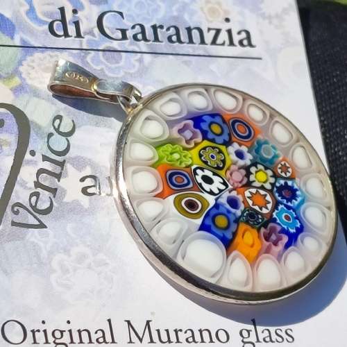 STERLING MURANO GLASS PENDANT