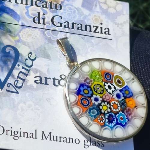 STERLING MURANO GLASS PENDANT