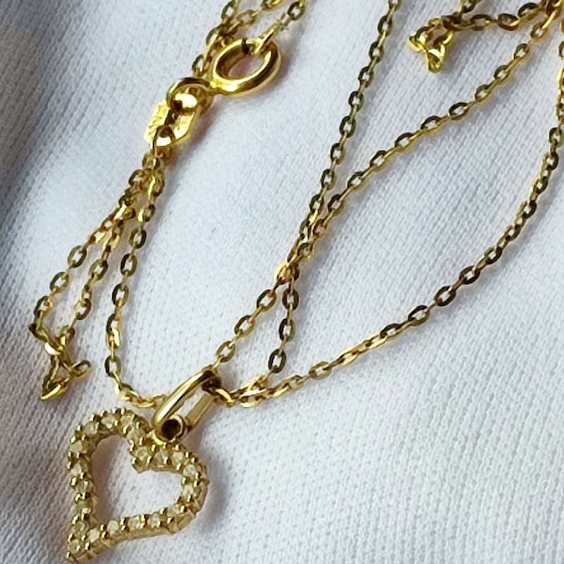 9CT GOLD CHAIN HEART PENDANT SET