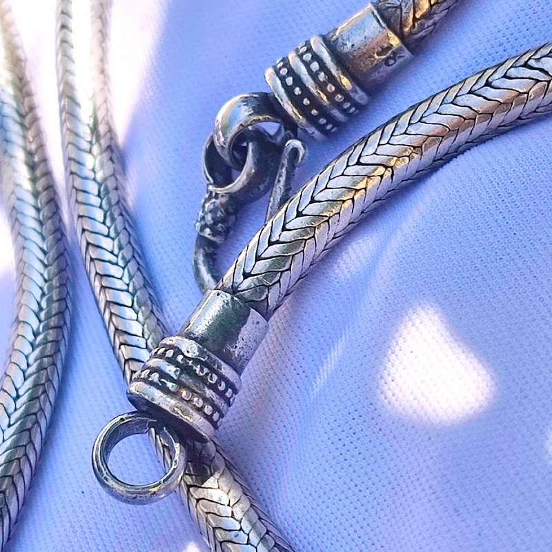 RARE ANTIQUE STERLING SILVER SNAKE CHAIN