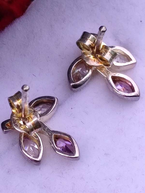 STERLING SILVER AMETHYST EARRINGS