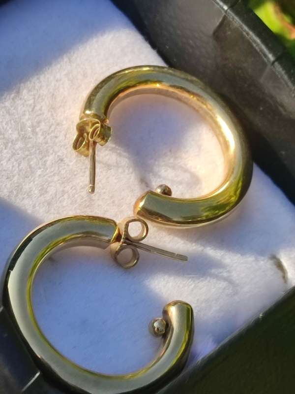 9CT GOLD LARGE HOOP EARRINGS