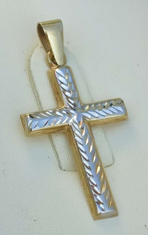 9CT GOLD TWO TONE DESIGN CROSS