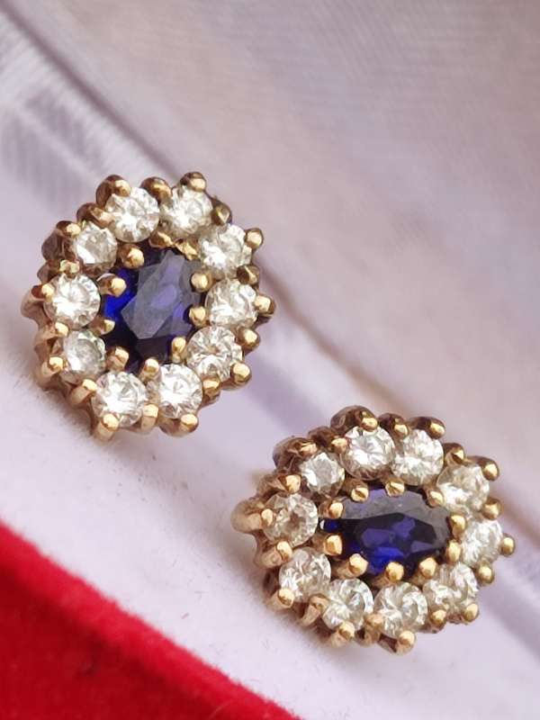 9CT GOLD VINTAGE SAPPHIRE EARRINGS