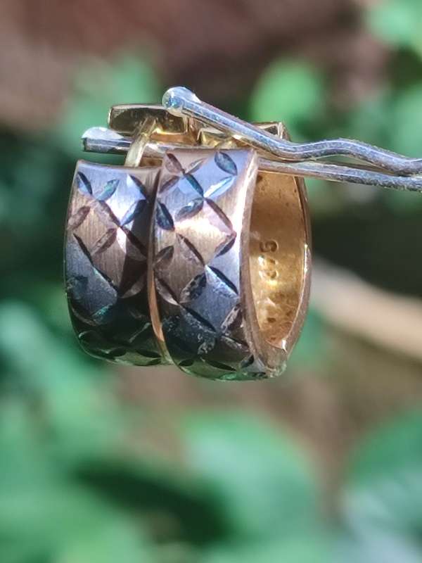 9ct Gold Three Tone Design Hoop Earrings