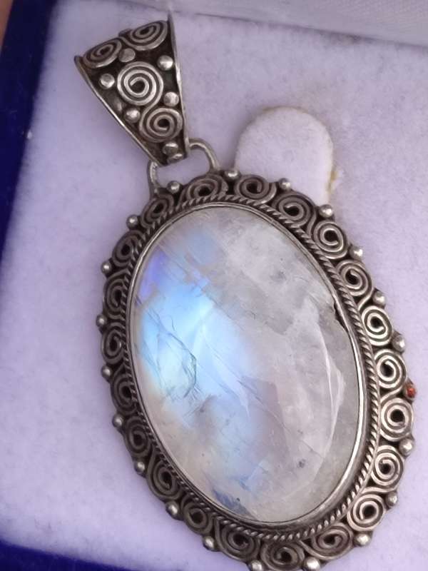 Large Moonstone Sterling Vintage Pendant