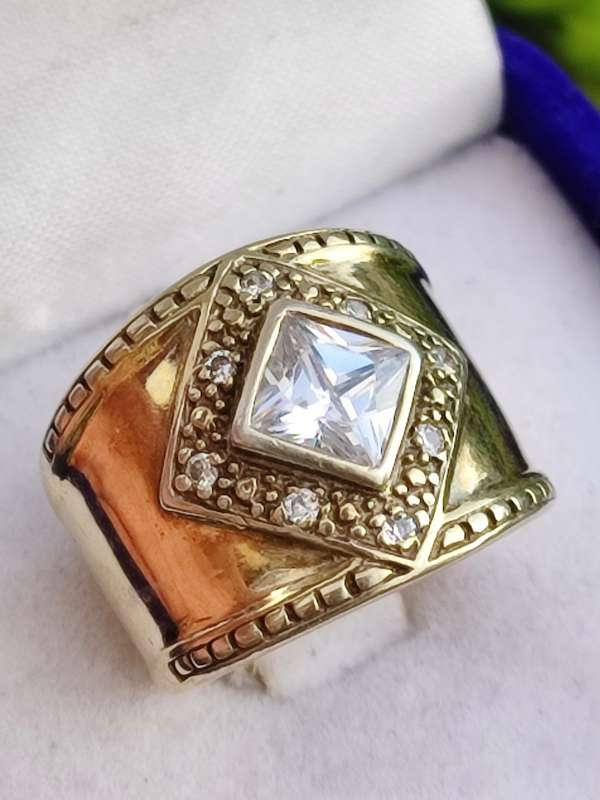 Gold-On Sterling Solid Vintage Ring