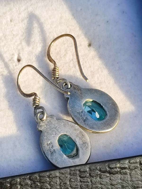 Sterling Blue Stone Drop Earrings