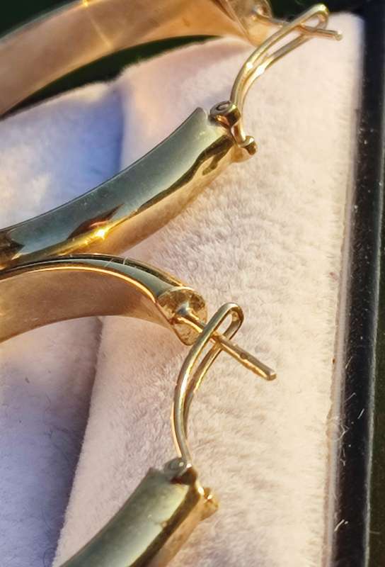 9ct Gold Large 5mm Vintage Hoop Earrings