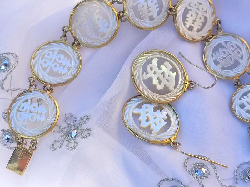 Rare Chinese Fortune Bracelet & Earrings