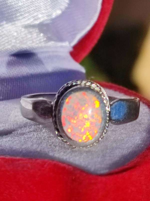 Sterling Fire Opal Vintage Ring