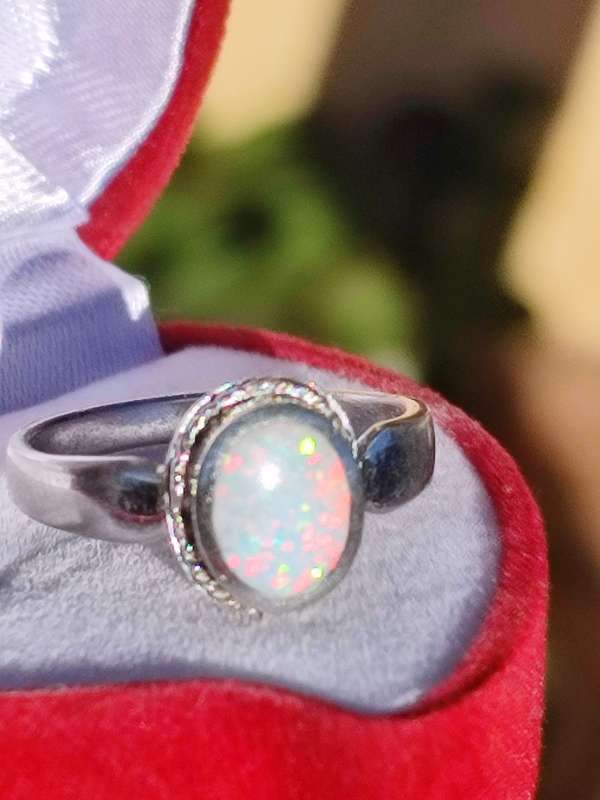 Sterling Fire Opal Vintage Ring