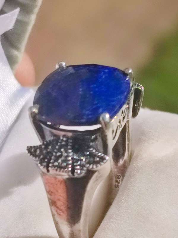 Vintage Sterling Lapis Lazuli Marcasite Ring