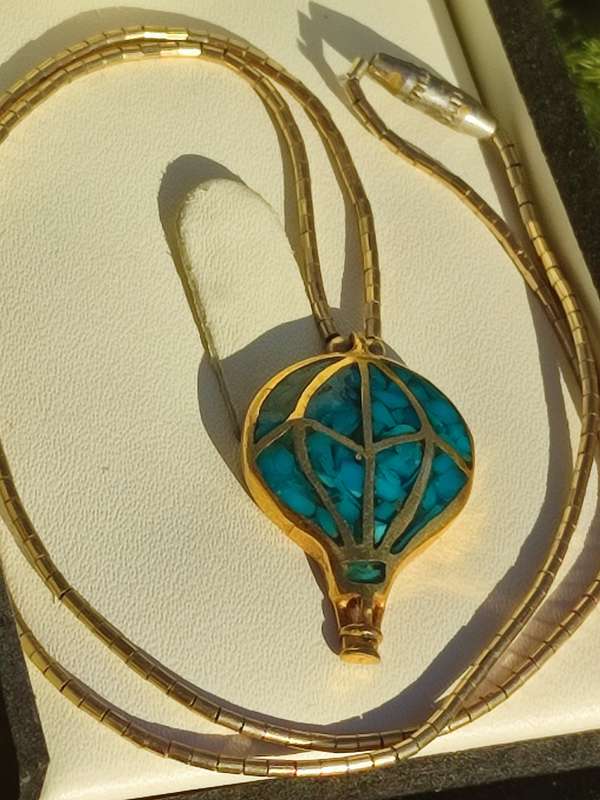 Rare Gold on Sterling Air balloon Necklace