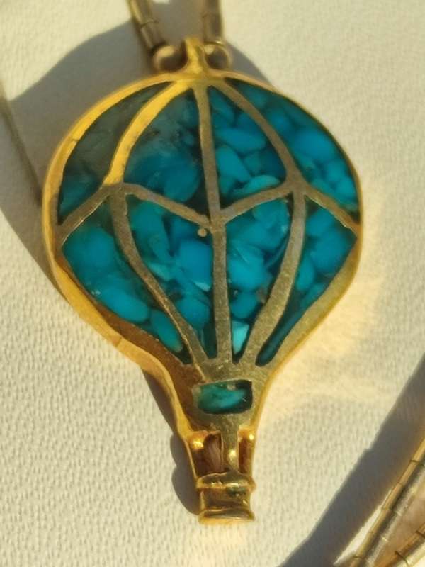 Rare Gold on Sterling Air balloon Necklace