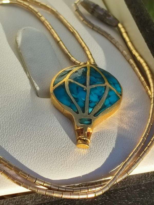 Rare Gold on Sterling Air balloon Necklace