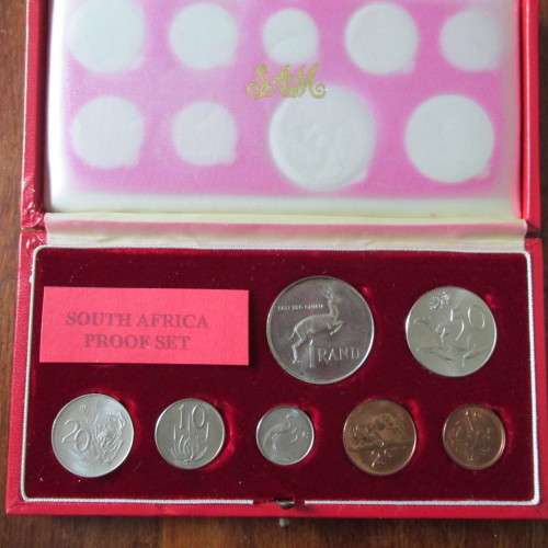 1965 SOUTH AFRICA PROOF SET IN RED S.A.M. BOX WITH SILVER RAND - NO GOLD