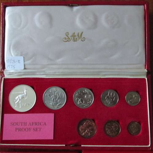 5 X S.A. 1970-1975 (EXCLD. 1974) PROOF SETS IN RED L.P. BOX - 1/2 CENT TO SILVER RAND