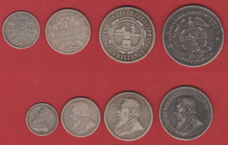 1894 PAUL KRUGER Z.A.R SILVER COINS