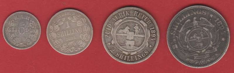 1894 PAUL KRUGER Z.A.R SILVER COINS