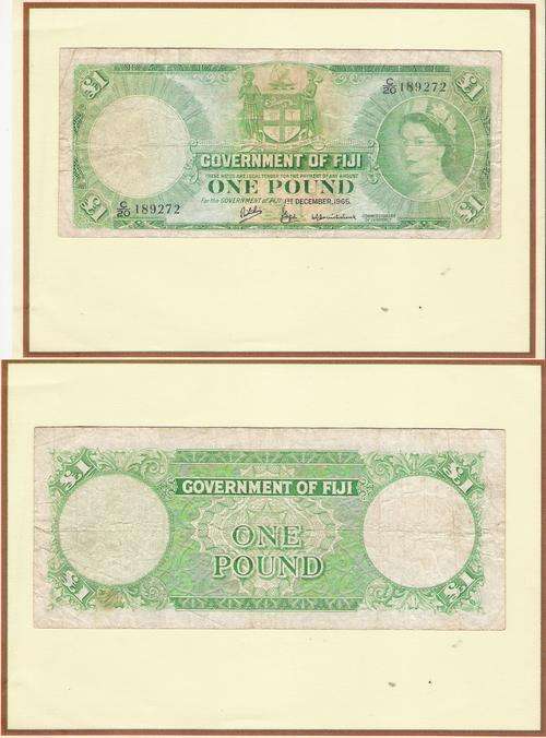 =SCARCE= ONE POUND GOVERNMENT OF FIJI 1st DECEMBER 1965