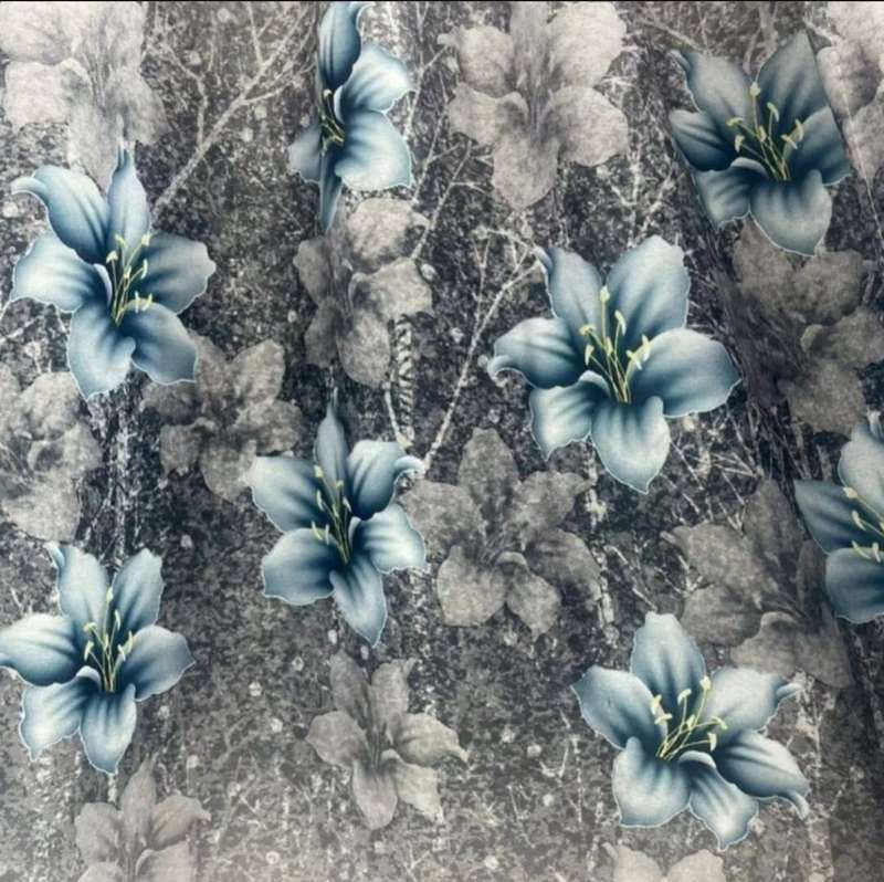 3m Blue Floral Curtain Set + 3m Lace