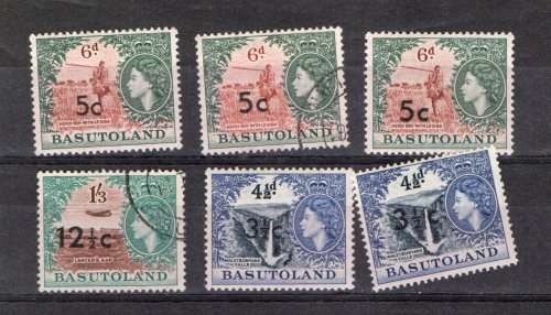 Selection of MNH /used overprinted QE II definitives stamps of BASUTOLAND