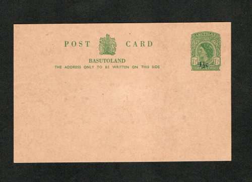 Unused Postcard 1 1/2c ovpt on 1 1/2d QEII of BASUTOLAND