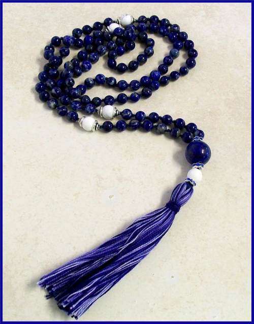 Lapis Lazuli and White Howlite Mala
