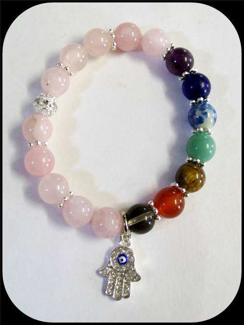 Stretch cord Rose Quartz Chakra Bracelet
