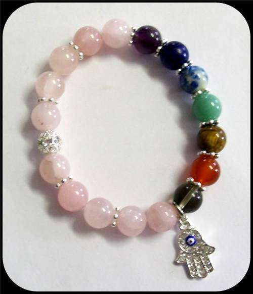 Stretch cord Rose Quartz Chakra Bracelet