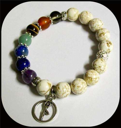 Howlite Natural Stone Stretch cord Chakra bracelet