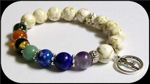 Howlite Natural Stone Stretch cord Chakra bracelet