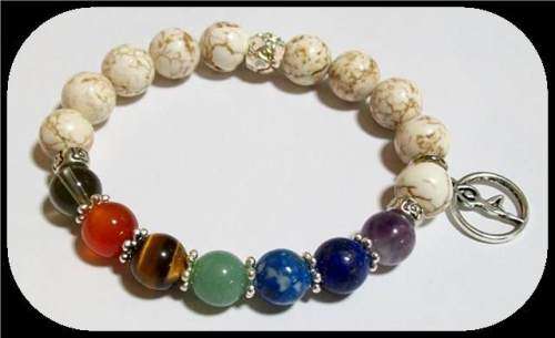 Howlite Natural Stone Stretch cord Chakra bracelet