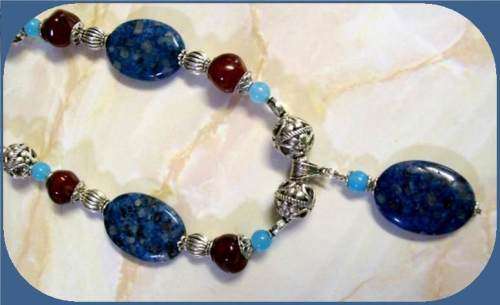 Blue Jasper and Carnelian Natural Stone Necklace