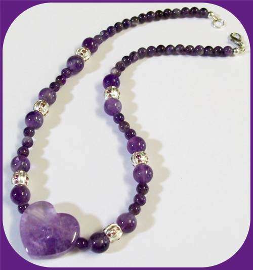 Amethyst Natural Stone Necklace  with pendant - Crown Chakra balancing