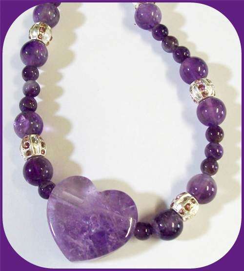 Amethyst Natural Stone Necklace  with pendant - Crown Chakra balancing