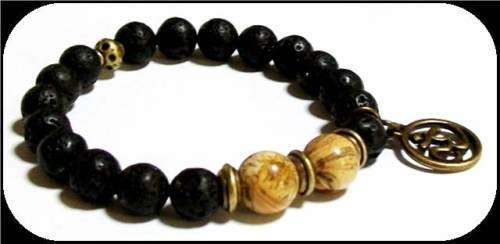 Men's Lava Stone Om Bracelet.