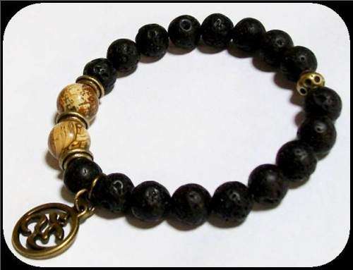 Men's Lava Stone Om Bracelet.