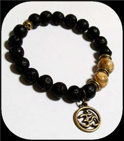Men's Lava Stone Om Bracelet.
