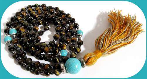 Semi Precious Gemstone Yoga Mala Necklace