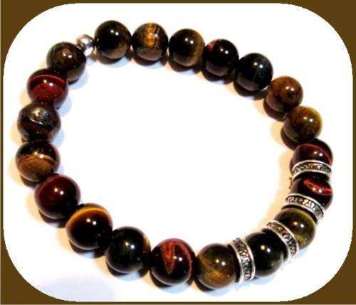 Men's Mixed Tigers Eye stretch bracelet. - supports the Lower Chakras