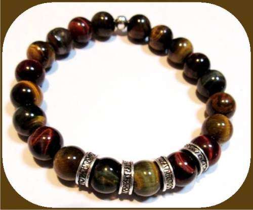 Men's Mixed Tigers Eye stretch bracelet. - supports the Lower Chakras