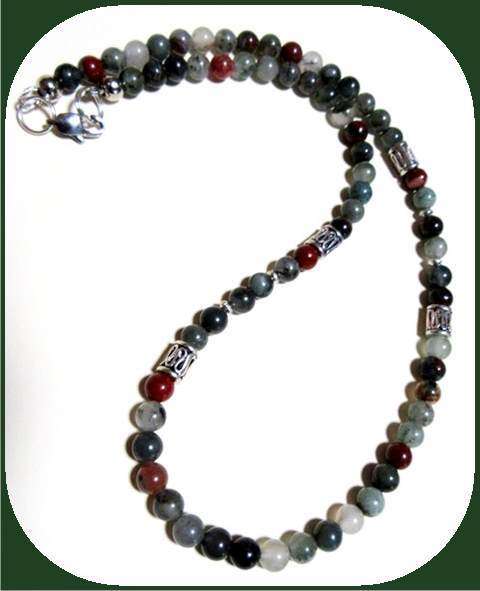 Men's Moss Agate Necklace - Heart Chakra