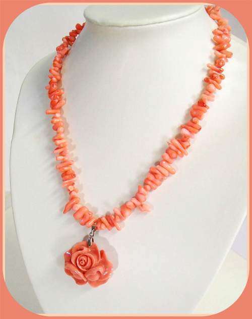 Pink Salmon coloured Coral Necklace to support the Heart Chakra