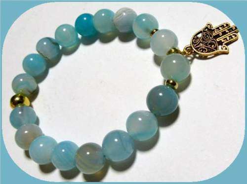 Blue Agate Stretch Bracelet -Throat Chakra