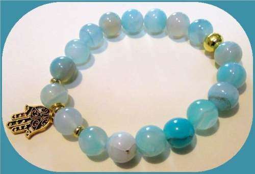 Blue Agate Stretch Bracelet -Throat Chakra