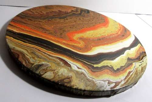 Acrylic Pour Painting  - Agate Geode - Orange and Brown