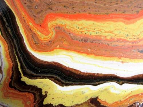 Acrylic Pour Painting  - Agate Geode - Orange and Brown